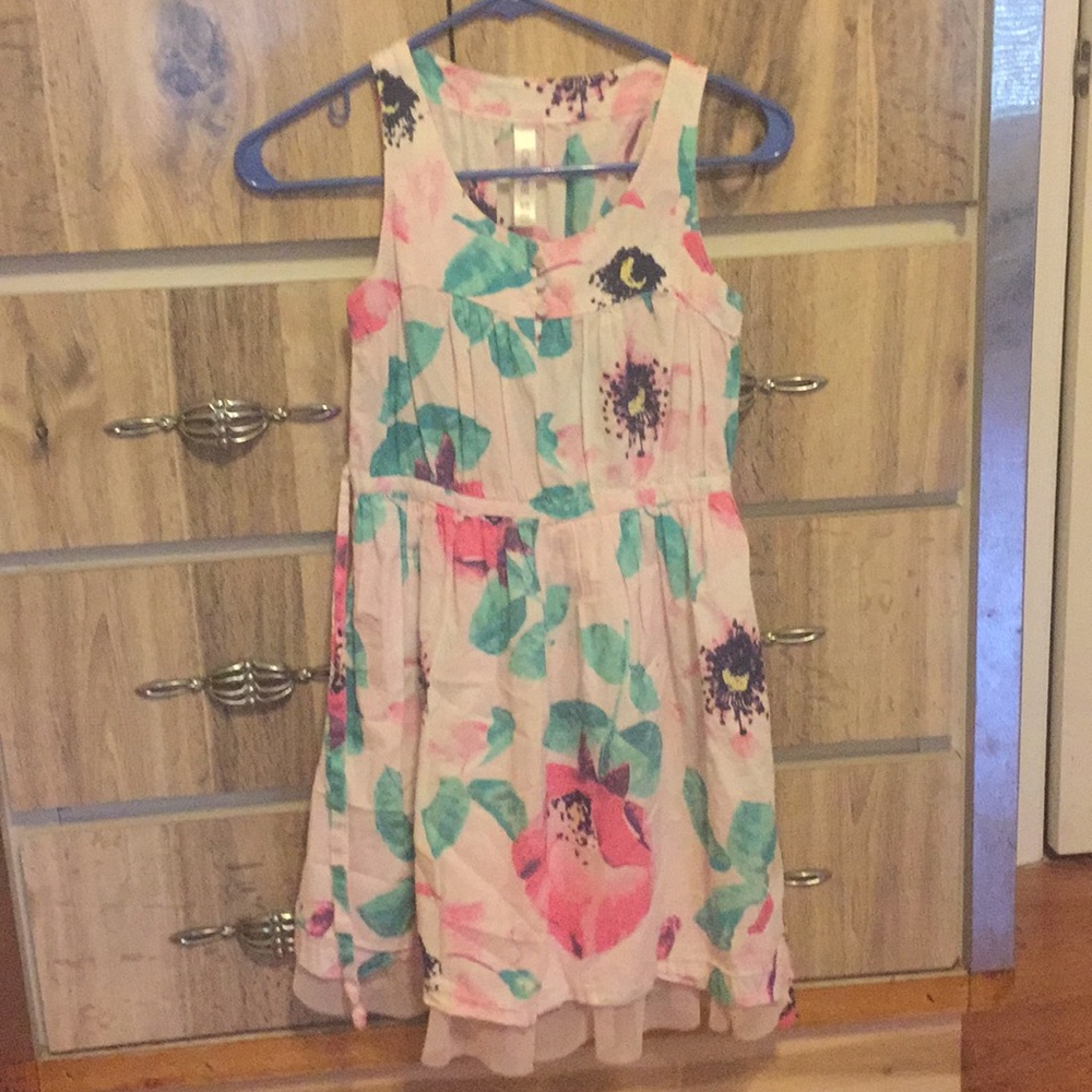 Floral button up girls dress